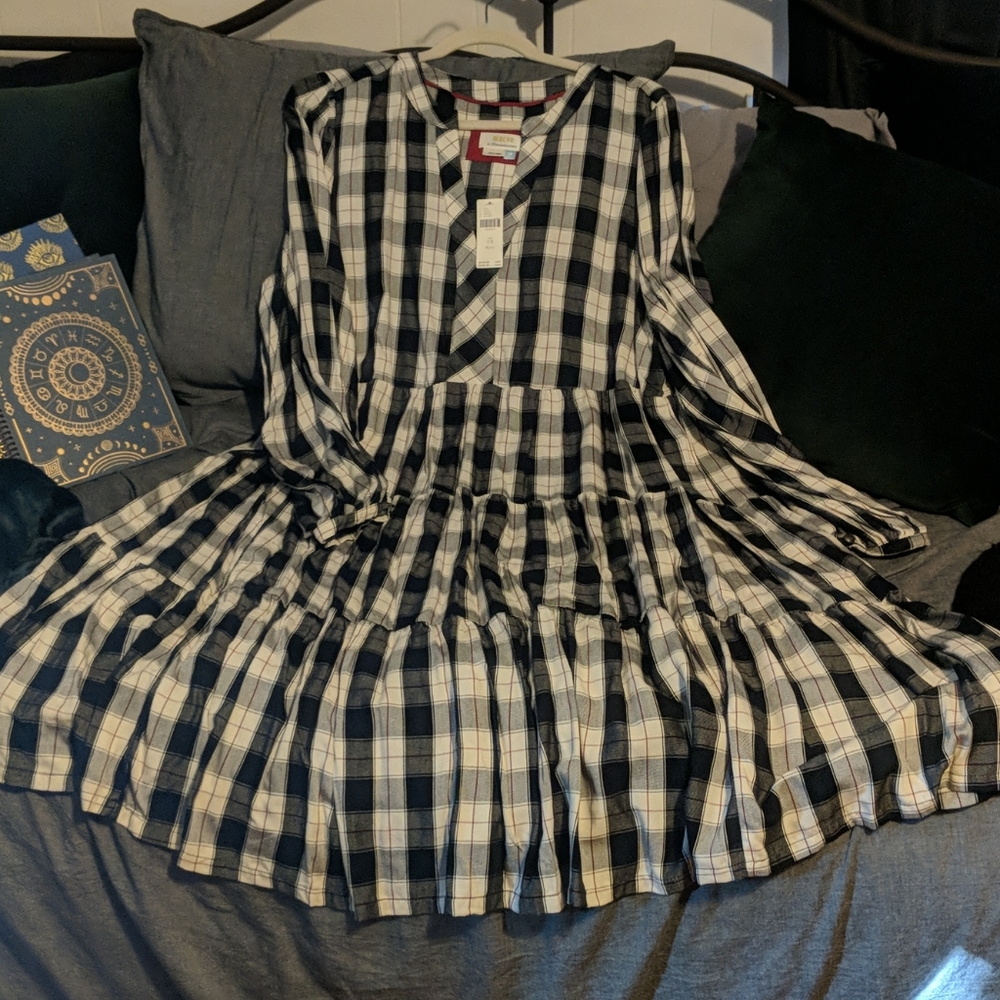 Plaid Anthropology Maeve Tiered Tunic Dress